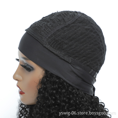 Kinky Curly Headband Wig Human Hair Remy Glueless Natural Wig with Head Band Full Machine Made Wig Lazy Girl Approved Soft